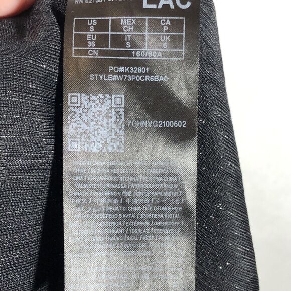 Guess Silver Striped Mockneck Top Small Disco Metallic Shimmer Long sleeve Black - Picture 8 of 8